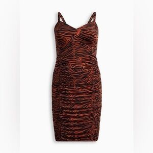 Torrid Retro Chic At The Knee Studio Knit Shirred Bodycon Dress - Tiger Print